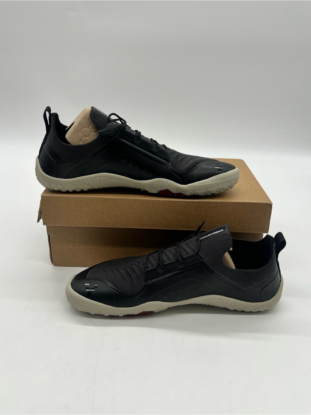 Vivobarefoot Primus Trail Knit FG L Women’s Sz 6 Black Minimalist Running Shoes